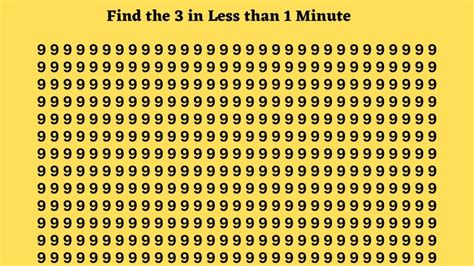 Optical Illusion Brain Test If You Have Eagle Eyes Find 3 Among The 9s