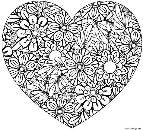 Ce dessin a été mis à la disposition des internautes le 07 février 2106. Coloriage Coeur Avec Pattern Fleurs Et Nature Relaxation Adulte dessin