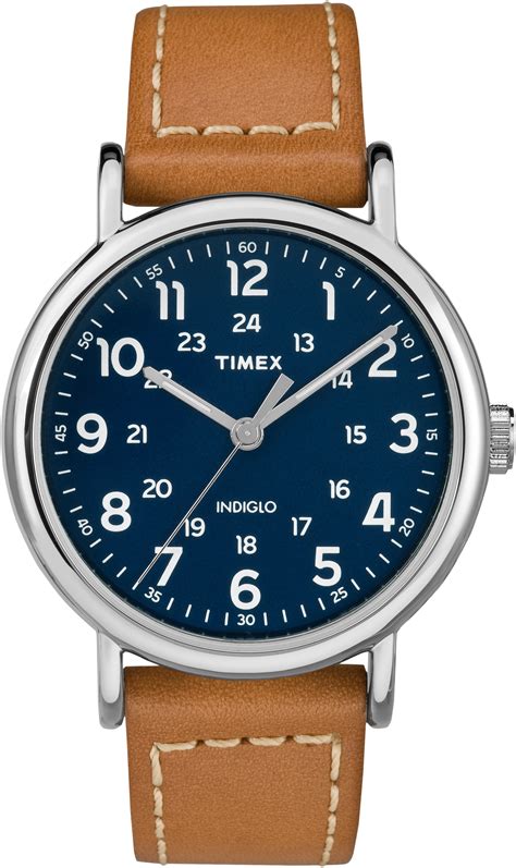 Timex Mens Tw2r42500 Weekender 40 Brownblue Leather Strap Watch