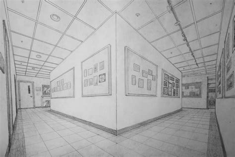 School Hallway Perspective Drawing Graphite Pencil Persp Flickr