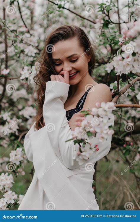 Gorgeous Young Model Posing In Garden Stock Photo Image Of Cute