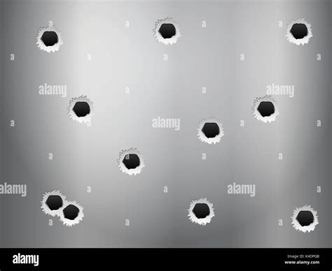 Target Bullet Holes On Metal Stock Vector Images Alamy