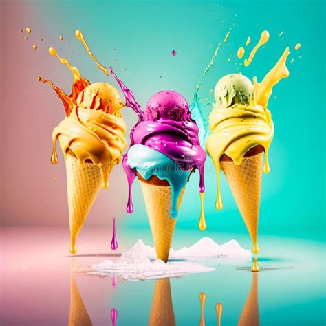 summer ice cream ice lollies generative ai stock illustration illustration of waffle