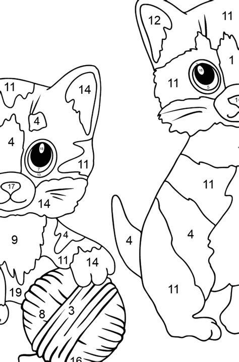 Color By Number Cat Coloring Coloring Pages