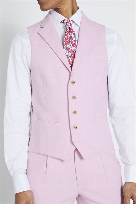 Slim Fit Pale Pink Tweed Waistcoat Buy Online At Moss