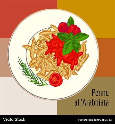 Penne Pasta Concept Background Cartoon Style Vector Image