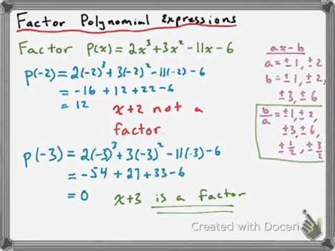 They may be set by us or by third party providers whose services we have added to our pages. Factoring Polynomial Expressions of Degree 3 or Higher - YouTube