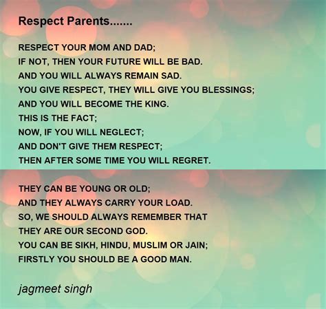 Respect Parents Respect Parents Poem By Jagmeet Singh