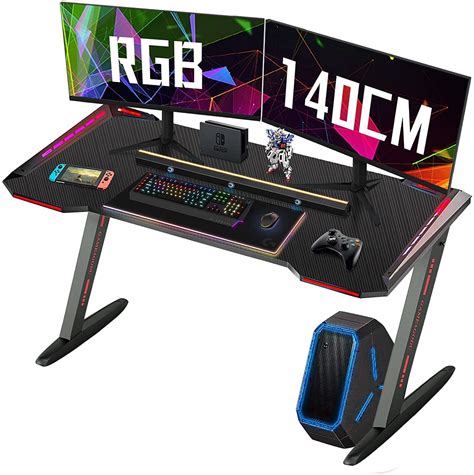Buy Gaming Desk With Rgb Light And Mouse Pad Arespark 55 Home Office
