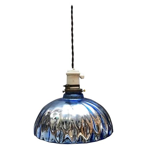 Industrial Quilted Blue Mercury Glass Pendant Light Glass Globe Pendant Mercury Glass Pendant