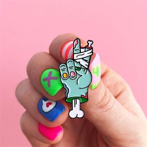Zombie Hand Mint Enamel Pin Cute Pins Cool Pins Pin Patches