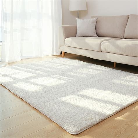 Living Room Rug Area Solid Carpet Fluffy Soft Home Decor White Plush