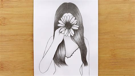 How To Draw A Girl With Flower Drawing Tutorial For Beginners Youtube