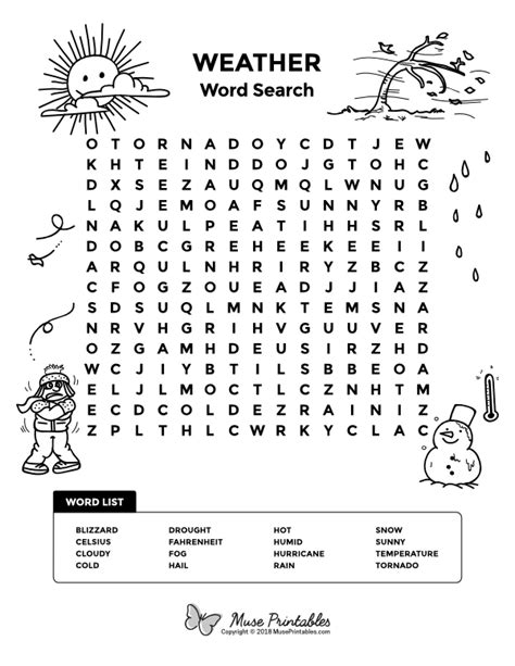 Free Printable Weather Word Search Download It At