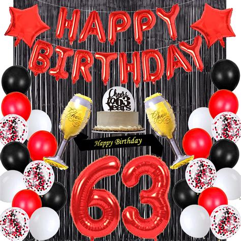 Buy Santonila Red 63rd Birthday Decorations Happy Birthday Banner Sash