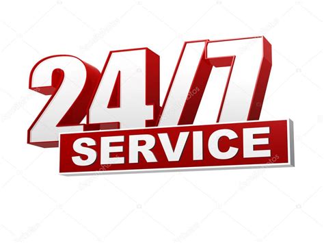 24 7 Service Red White Banner Letters And Block Stock Photo By