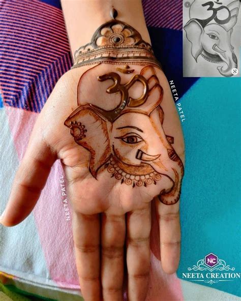 Ganpati Bappa Morya Henna Hand Tattoo Indian Mehndi Designs Hand
