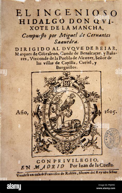 Portada De La Primera Edición Del Libro Don Quijote De La Mancha