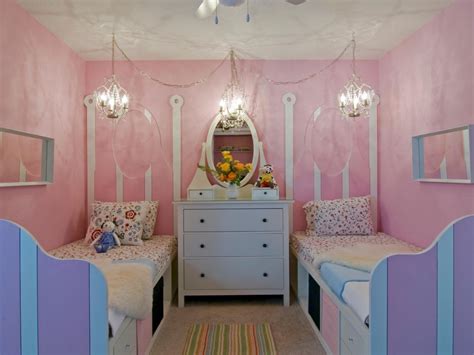Pink Girls Bedroom With Twin Beds And Chandeliers Hgtv