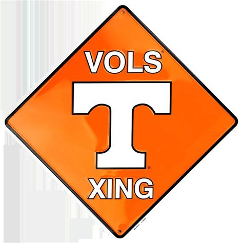 Tennessee Volunteers 12 X 12 Embossed Metal Vols Xing Crossing Sign