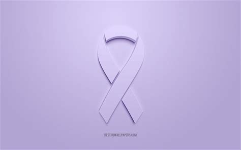 Download Wallpapers Esophageal Cancer Ribbon Creative 3d Logo Purple
