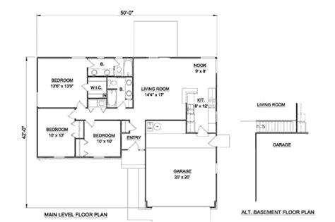 Ranch Style House Plan 3 Beds 2 Baths 1250 Sqft Plan 116 170