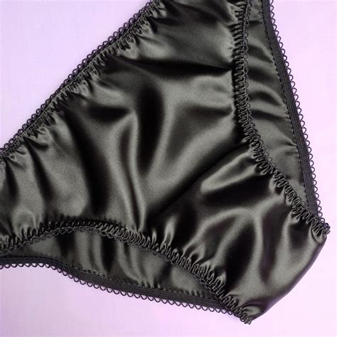 Wider Front Black Satin Panties — Naseeb Kaur Lingerie