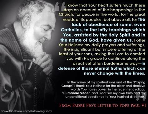 A Letter From St Padre Pio To Pope Paul Vi ~ Inspiring ️ Saint Quotes