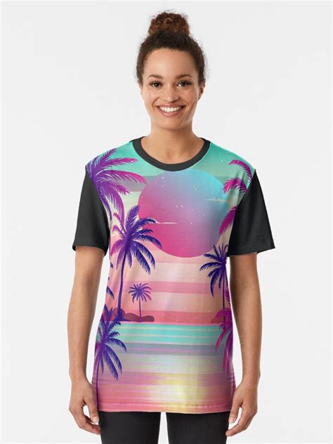 Sunset Palm Trees Vaporwave Aesthetic T Shirt By Maizephyr Redbubble