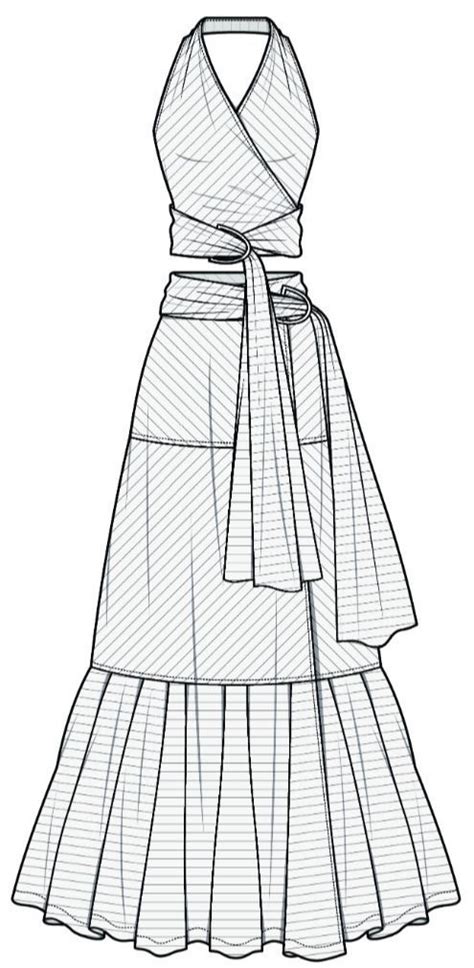 Dress Fashion Flat Sketch Template Fashion Illustration Sketches
