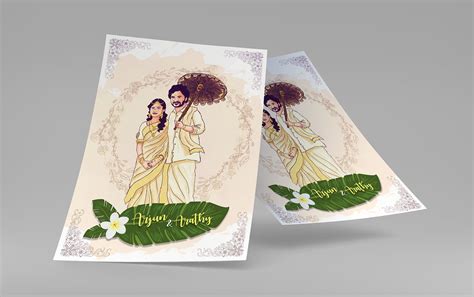 Set of wedding invitation vintage design elements. South Indian Mallu Wedding Invitation Card Cover Design on Behance