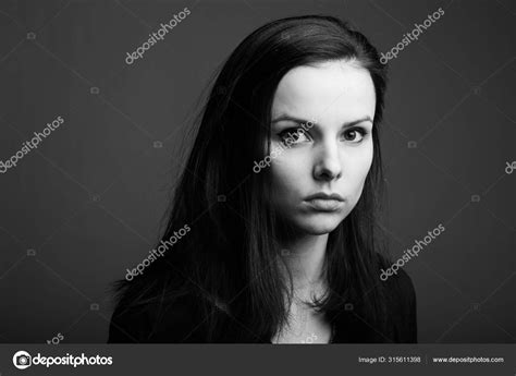 Beautiful Young Girl Black White Portrait Stock Photo By ©shilovskaya