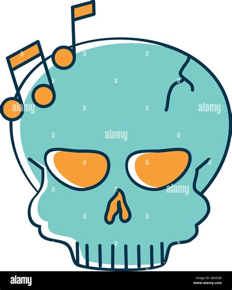 Skull Note Musical Melody Sound Music Vector Illustration Line And Fill