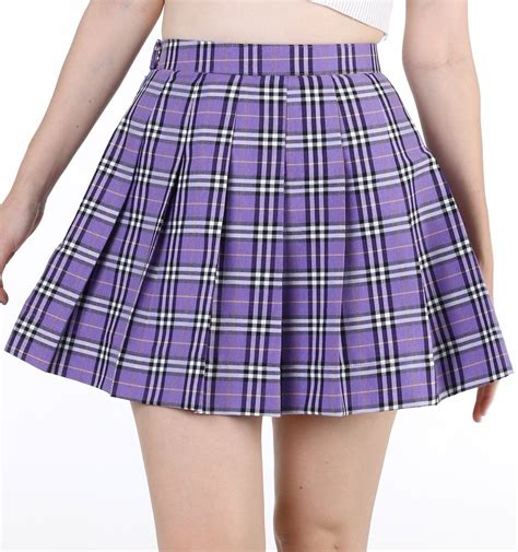 Made To Order As If Pleated Skirt In Purple Tartan Mini Skirts