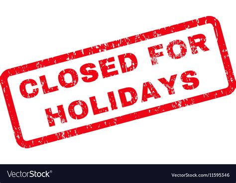 Closed For Holidays Text Rubber Stamp Royalty Free Vector