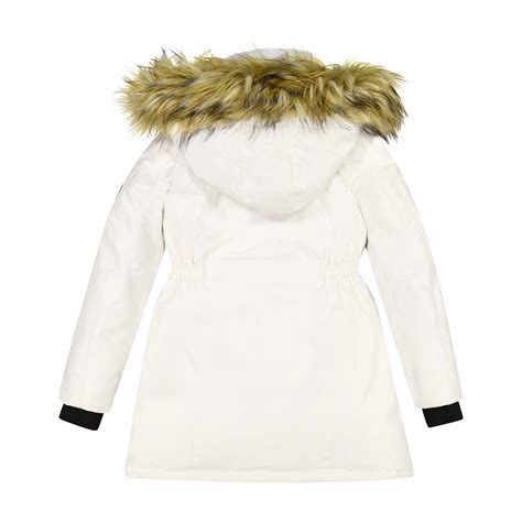 Diesel Girls Parka Jacket In White With Detachable Hood For Girls