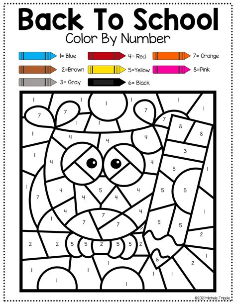 Back To School Activity Color By Number Activity For Kids Etsy España