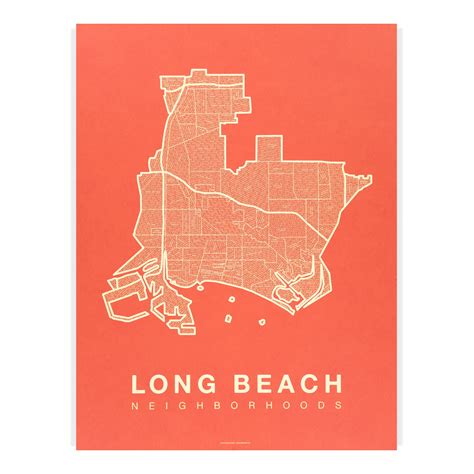 Long Beach Neighborhood Map Poster | Long Beach City Map Art Print