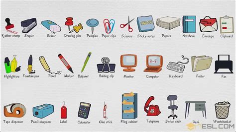 List Of Office Supplies In English Stationery Items Vocabulary Words