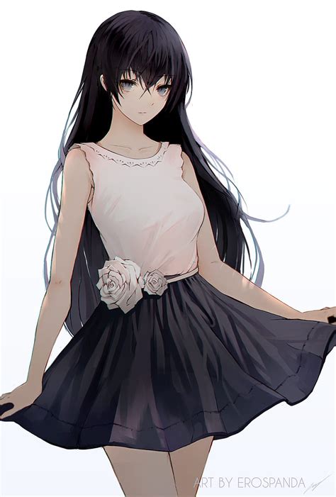720p Free Download Anime Girls Anime Original Characters Erospanda Black Hair Gray Eyes