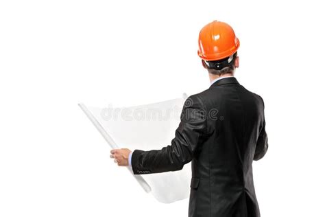 Male Architect Looking At Blueprints Stock Photo Image Of Male