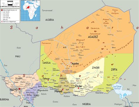 Detailed Political Map Of Niger Ezilon Maps