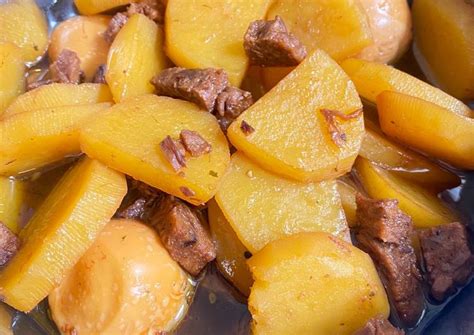 Resep bakso daging kerbau tapioka. Tips membuat Resep masak lezat Semur Daging Kentang Kecap (Vegetarian)