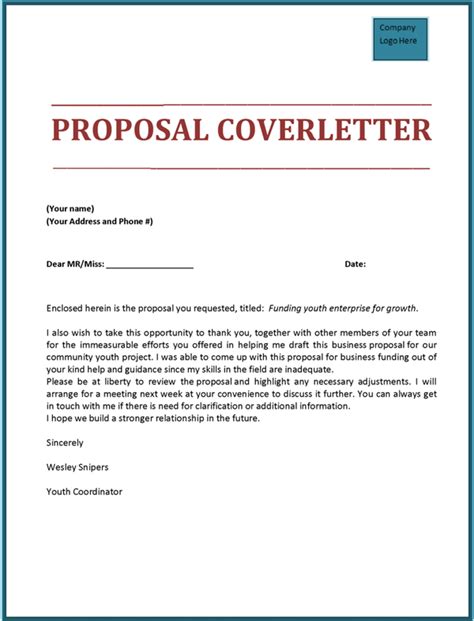 Sample Proposal Cover Letter Scrumps