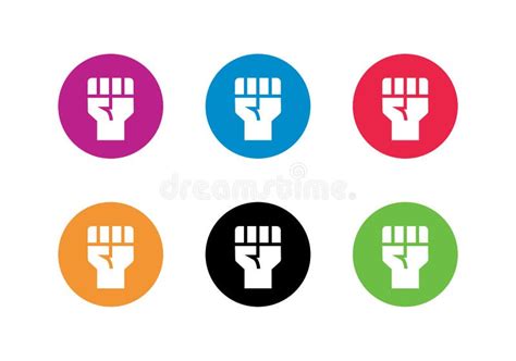 Raised Fist Icon Set Isolated On White Background Vector Stock