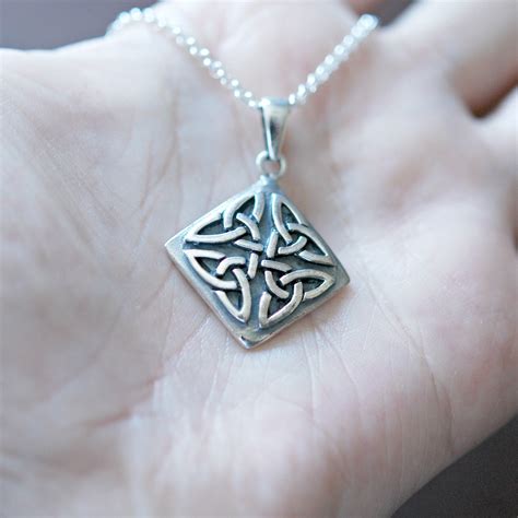 Silver Celtic Knot Necklace Sterling Silver Knot Pendant Silver Love