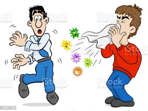 Sneezing Man With Germs Stock Illustration Download Image Now Adult