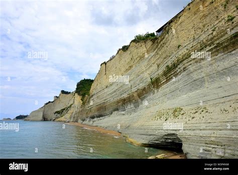Loggas Beach Cliffsperoulades Corfugreeceionian Islands Stock Photo