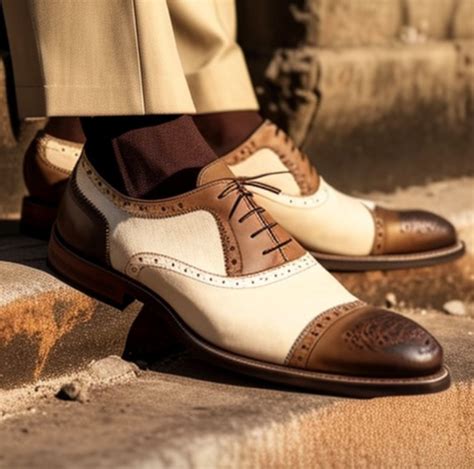 Men S Handmade Two Tone Oxford Shoes Men S Dress Up Offical Wear Lace