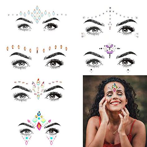 Bling 6 Sets Self Adhesive Mermaid Face Gems Stickers